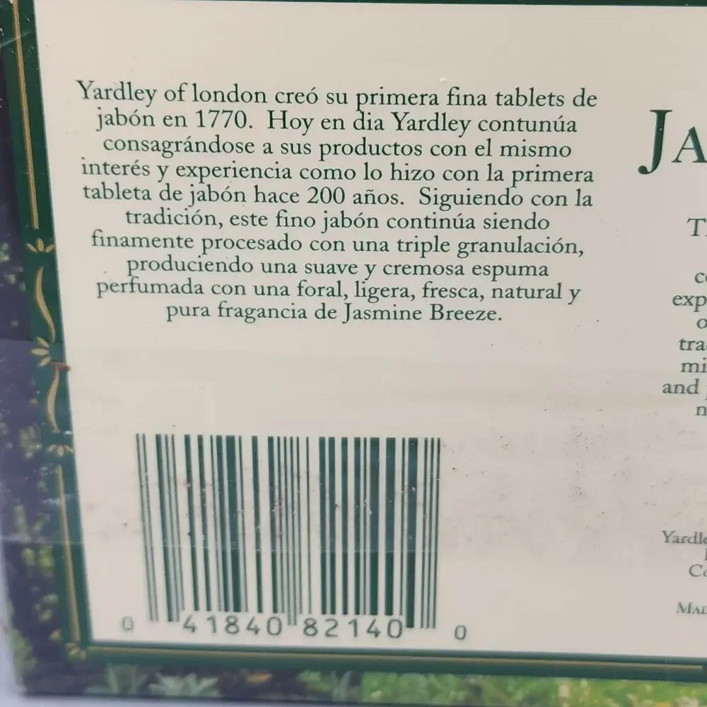 Yardley London Bath Bar Luxury Soap Discontinued Jasmine Breeze 3 Pack Sealed